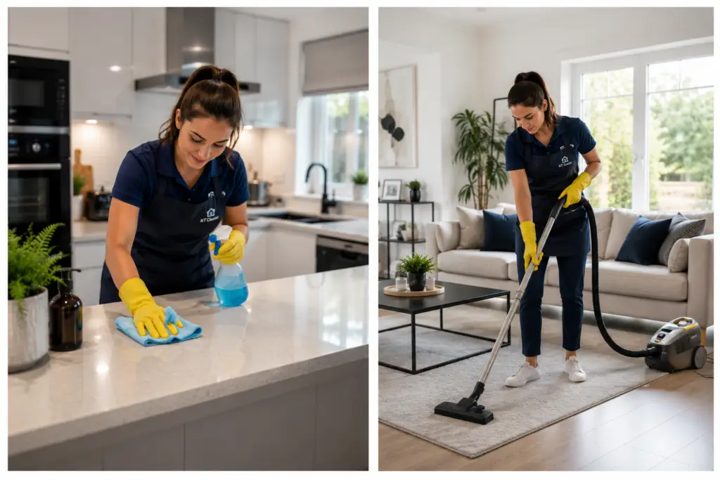 KT Cleaners Shropshire split image Cleaning